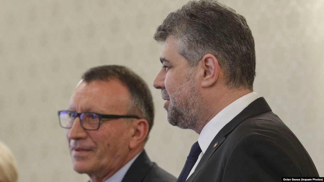 Primii doi oameni din PSD - Marcel Ciolacu, președinte, și Paul Stănescu, secretar general