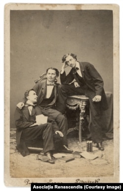 A portrait of three students, photographed at the Carl Herberth Atelier in Vienna in 1862