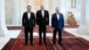 Садыр Жапаров, Илхам Алиев жана Шавкат Мирзиёев. Шуша шаары, Азербайжан. 5-июль, 2024-жыл.
