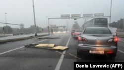 Dëmet nga stuhia në një rrugë në Kroaci, më 19 korrik 2023.