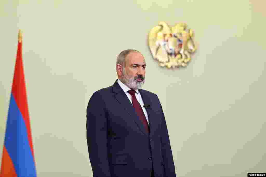 Pashinian delivers an Independence Day message in Yerevan on September 21. The Armenian prime minister appeared to have been caught off guard by the Azerbaijani offensive, and he has since emphasized that his government was not involved in shaping the terms of the cease-fire. But he welcomed the end of intense fighting.