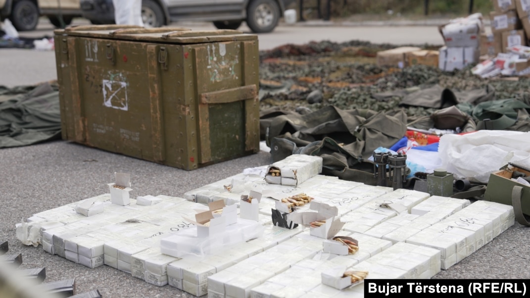 Kosovo Police Display Confiscated Weapons Following Monastery Attack