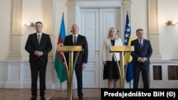 Azərbaycan Prezidenti İlham Əliyev və Bosniya və Herseqovinanın Rəyasət Heyətinin Sədri xanım Jelka Tsviyanoviç