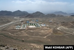 This photograph taken on May 17, 2022, shows the base of a Chinese consortium in Mes Aynak.