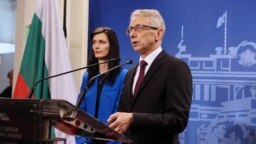 Under a new coalition deal in Bulgaria, Maryia Gabriel (left) from the center-right GERB party and Nikolay Denkov from the centrist, anti-corruption We Continue The Change party will rotate as the head of the government every nine months.