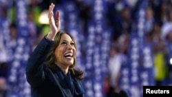 Kandidatja demokrate për presidente të SHBA-së, Kamala Harris, në Kuvendin Kombëtar të demokratëve. 