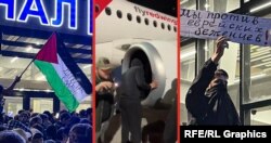 Colaj din timpul revoltelor violente de duminică, 29 octombrie, pe Aeroportul Mahacikala.