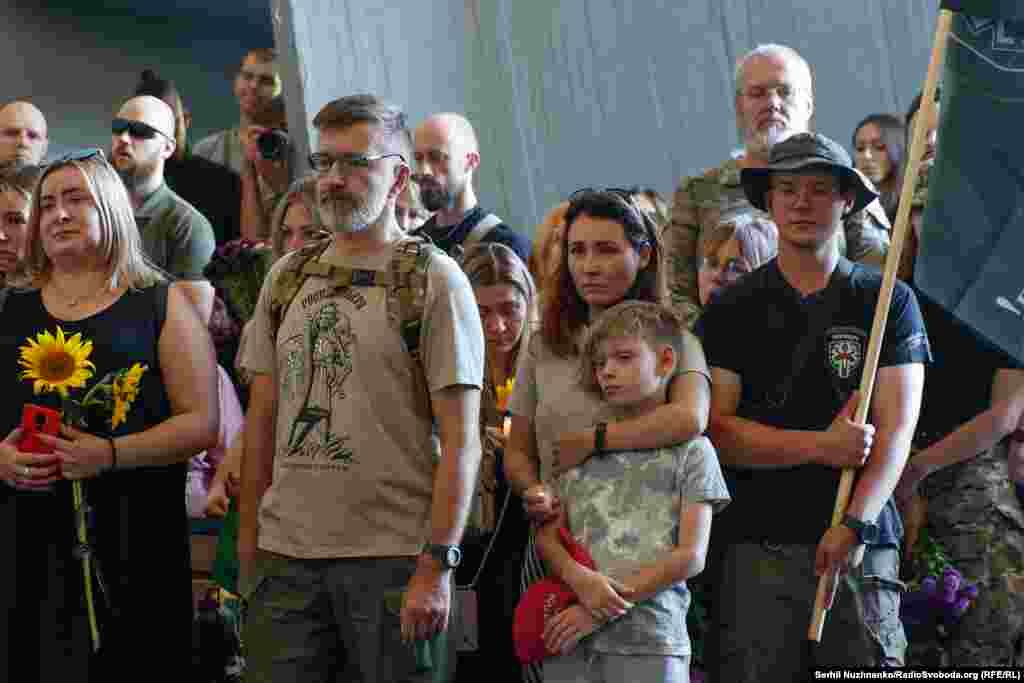 Well wishers, some carrying the national flower of Ukraine -- the sunflower -- were in attendance.