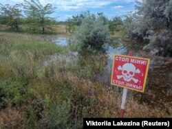 Заминированная территория у деревни Снегуровка в Херсонской области