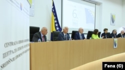 Konferencija za novinare Centralne izborne komisije Bosne i Hercegovine povodom lokalnih izbora, u Sarajevu, 8. maja 2024. godine.
