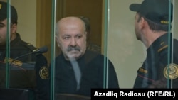 Vagif Khachatrian (center) in a military court in Baku on October 13.