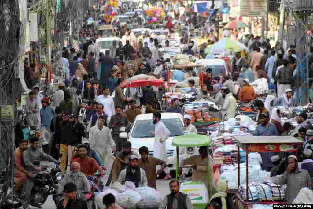People visit a market ahead of Eid al-Fitr, the Islamic holiday that marks the end of the holy month of Ramadan, in Quetta, Pakistan, on April 19.