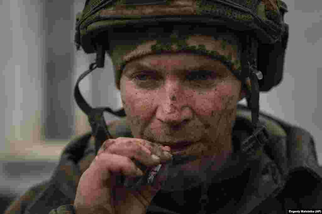 Another man who came back from fighting enjoys a cigarette. &quot;If the Ukrainians decide to reposition in some of the terrain that&#39;s west of Bakhmut, I would not view that as an operational or a strategic setback,&quot; U.S. Defense Secretary Lloyd Austin&nbsp;said&nbsp;on March 6.&nbsp;