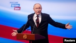 Президент РФ Владимир Путин выступает перед населением в Москве. Россия, 18 марта 2024 года