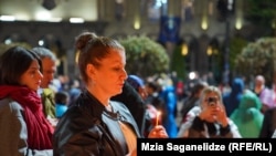 Georgian Orthodox believers held an Easter candlelight vigil in Tbilisi, amid days of antigovernment protests. 
