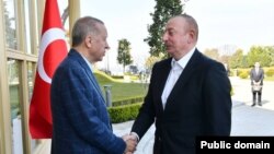 Реджеп Таїп Ердоган й Ільгам Алієв під час зустрічі 25 лютого 2023 року