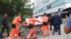 Slovak Prime Minister Robert Fico is stretchered into the Banksa Bystrica hospital after an assassination attempt on May 15.