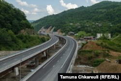 A new stretch of road built by a constellation of Chinese companies cuts through the Rikoti Pass in central Georgia. The entire 51.6-kilometer project will consist of 96 bridges, 53 tunnels, and cost nearly $1 billion.