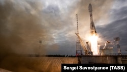 A Soyuz 2.1b rocket carrying the Luna-25 lander lifts off from Vostochny Cosmodrome in Russia's Far East on August 11.