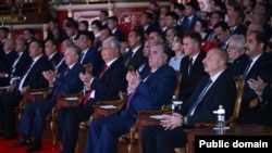 Leaders of the five Central Asian states and Azerbaijan attend a concert in Astana on August 8.