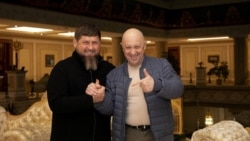 Глава Чечни Рамзан Кадыров и владелец ЧВК "Вагнер" Евгений Пригожин. Грозный, Чечня. Апрель 2023 года