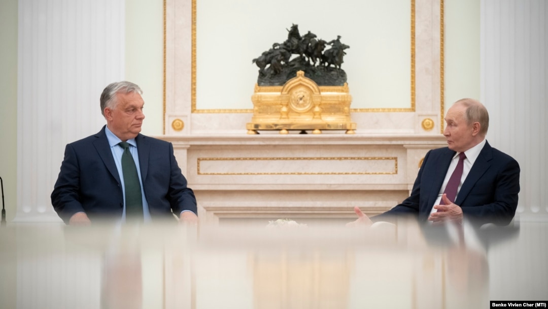 Viktor Orban și Vladimir Putin, în timpul întâlnirii de vineri, 5 iulie. 