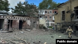 Pamje nga shpërthimi në Taganrog, Rusi, 28 korrik 2023.