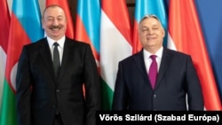 HUNGARY - Hungarian Prime Minister Viktor Orbán (r) and Azerbaijani President Ilham Aliyev at a joint press conference in Budapest on January 30, 2023. 