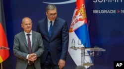 Olaf Šolc i Aleksandar Vučić u Beogradu, 19. jul 2024.