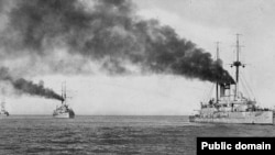 Ескадра броненосців Чорноморського флоту Російської імперії, на передньому плані – «Евстафий». Архівне фото