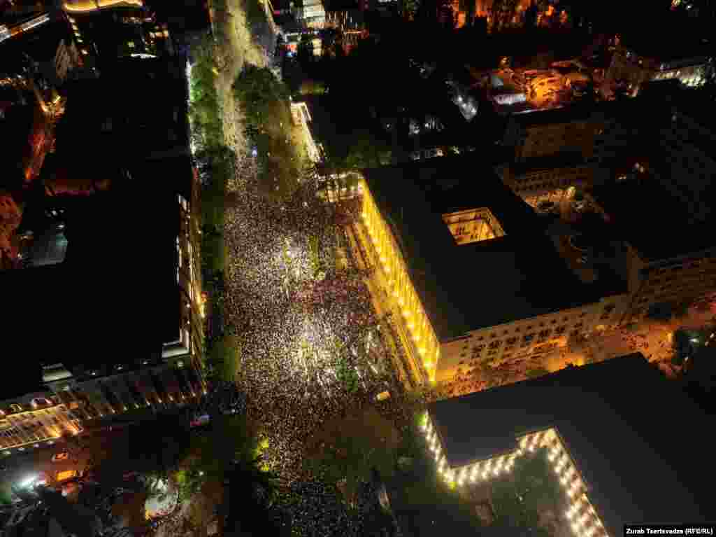 An aerial view of the mass protests in Tbilisi on April 17 The government withdrew the bill introduced last year due to&nbsp;widespread protests&nbsp;against the proposal. The law would require organizations with foreign funding to register their activities, give the authorities broad oversight powers, and allow criminal penalties for vague infractions. &nbsp;