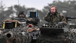 German Defense Minister Boris Pistorius visits Leopard II tanks are due to be supplied to Ukraine in Augustdorf, Germany, February 1, 2023. 