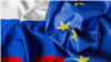 Флаги Российской Федерации и Европейского Союза. Иллюстративное фото