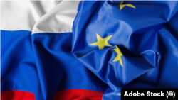 Флаги Российской Федерации и Европейского Союза. Иллюстративное фото