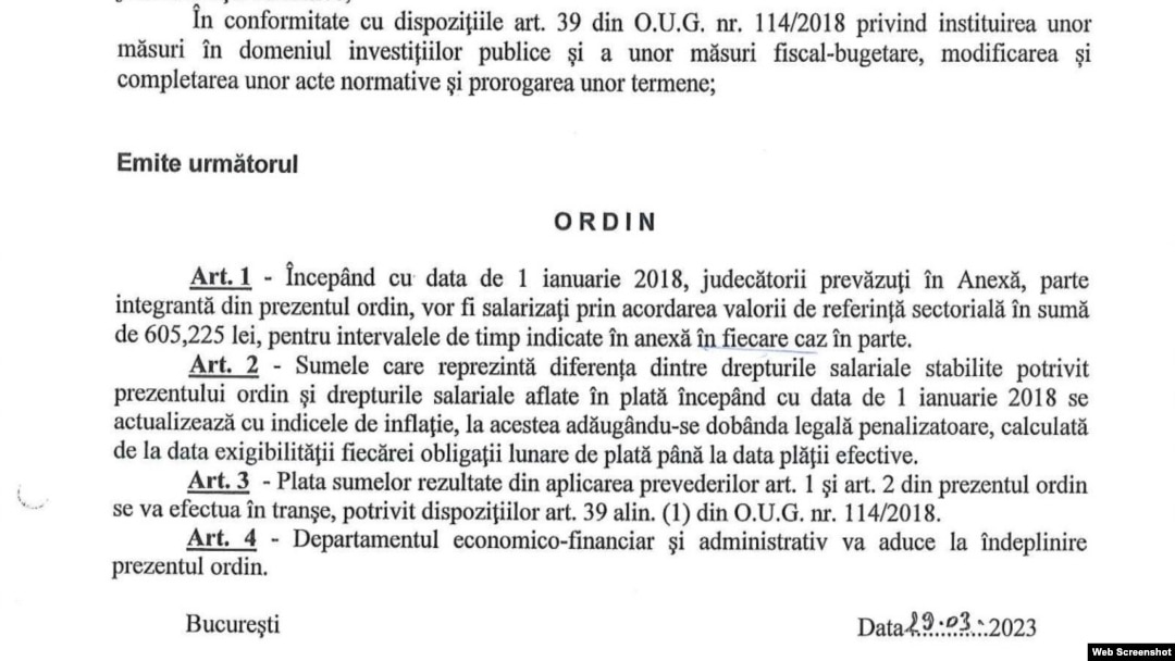 Ordinul șefei ÎCCJ, prin care salariile judecătorilor de la instanța supremă cresc cu 25%