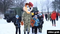 Children from Russian-occupied parts of Ukraine visit a military site in Belarus as part of a purported camp to get them out of a war zone.