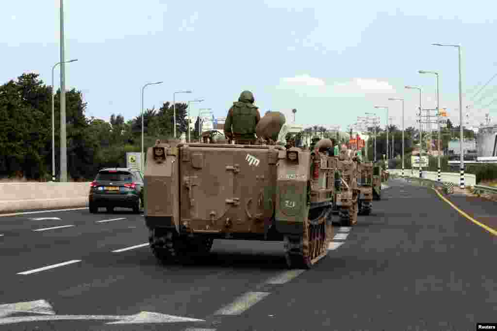 خودروهای زرهی اسرائیل در حرکت به سمت مرز با لبنان