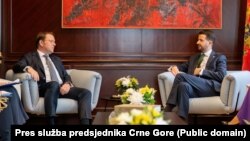 Evropski komesar za proširenje Oliver Varhelji i predsjednik Crne Gore Jakov Milatović, Podgorica, 27. februara 2024.