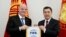 FIFA President Gianni Infantino and Kyrgyz President Kyrgyz President Sadyr Japarov in Bishkek on May 5. 