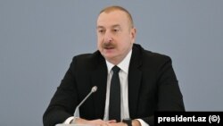 Azerbaijan -- President Ilham Aliyev participates in "COP29 and Green Vision for Azerbaijan" international forum at ADA University - 23Apr2024