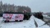 Polish farmers blockade the Dorohusk checkpoint on February 9.