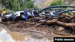 Flood destroyed homes and cars in Tajikistan