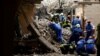 Rescuers work at the site of a destroyed building during a Russian missile strike in Chernihiv, Ukraine, on April 17.