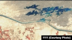 На спутниковых снимках хорошо виден участок канала Коштепа, на котором произошла авария (фото с сайта Rivers.Help!).