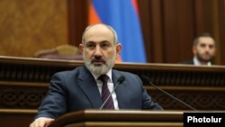 Armenian Prime Minister Nikol Pashinian in parliament (file photo)