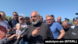 Armenia - Bishop Bagrat Galstanian talks to reporters near a church in Voskepar village, April 22, 2024.