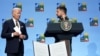 Президент України Володимир Зеленський і президент США Джо Байден (ліворуч) під час заходу, на якому лідери країн «Групи семи» (G7) оголосили спільну декларацію про підтримку України під час саміту НАТО у Вільнюсі, 12 липня 2023 рок