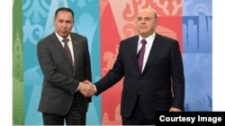  Türkmenistany[ hökümet başlygynyň orunbasary Hojamyrat Geldimyradow Russiýanyň premýer-ministri Mihail Mişustin bilen görüşýär. Türkmen DIM-niň fotosuraty
