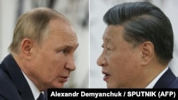 Комбіноване фото: російський президент Володимир Путін і голова Китаю Сі Цзіньпін