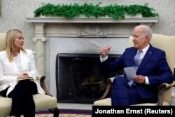 Джорджия Мелони и Джо Байден в Белом доме, 27 июля 2023 года